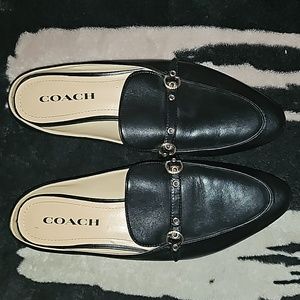 Coach flat black mules